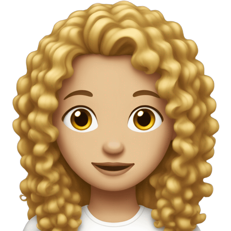 girl with curly long brunette hair and white top emoji