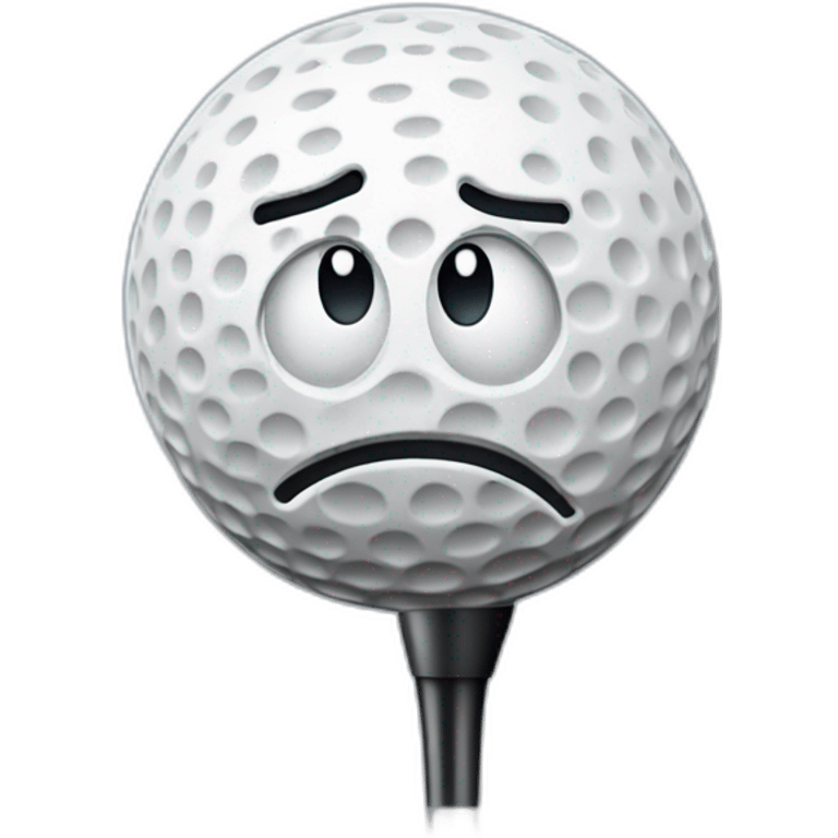 Sad Golf Emoji  Description A golf ball looking downhearted, perhaps sitting on a bunker with a droopy face and a tilted golf club. emoji