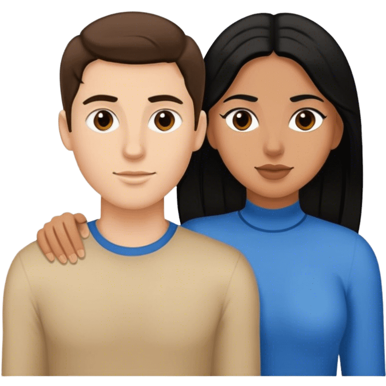 White boyfriend with brown hair and Hispanic girlfriend with black hair emoji