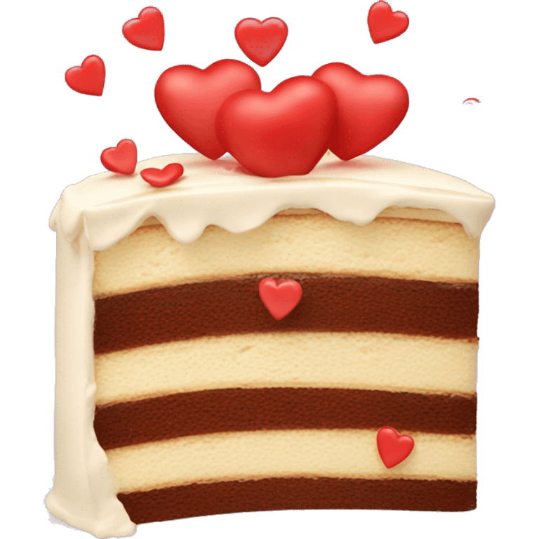 Tasty cake with red hearts  emoji