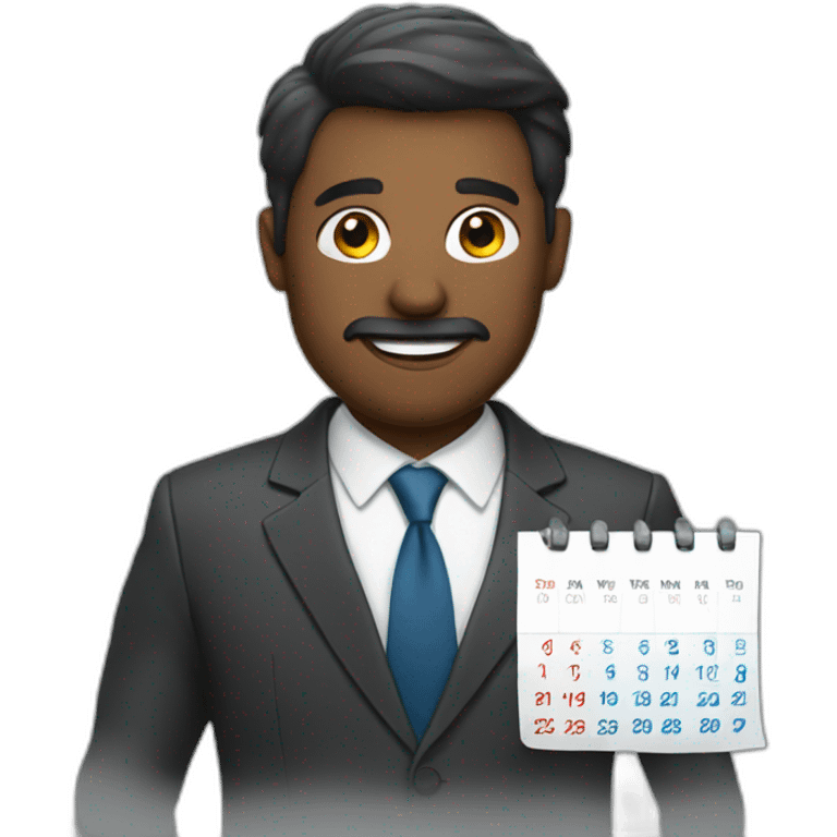 a man in a suit holding a calendar emoji