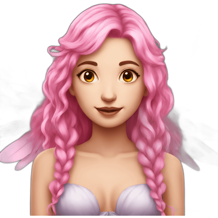 long pink hair fae with wings emoji