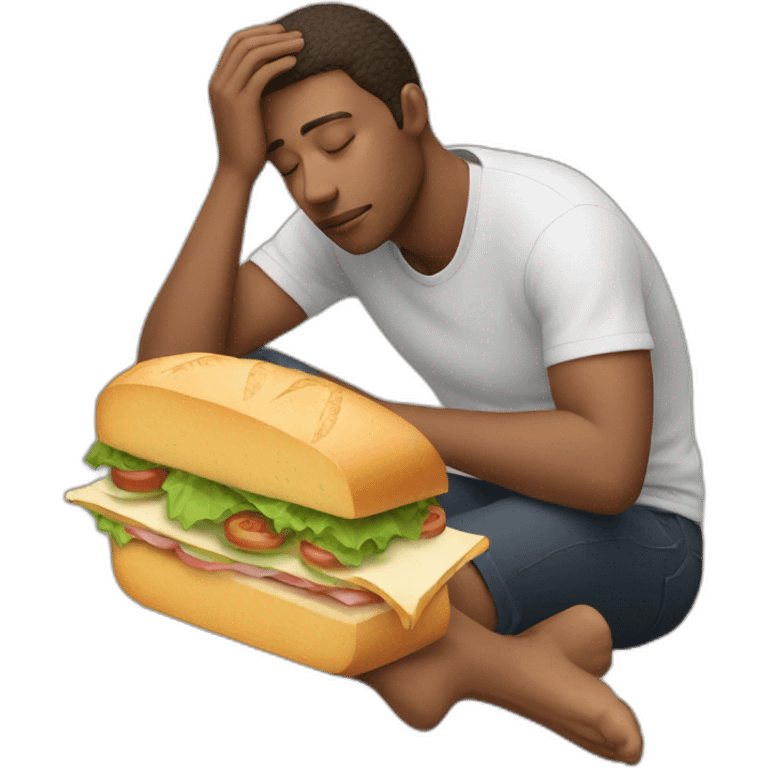 Guy dreaming with a sandwich  emoji