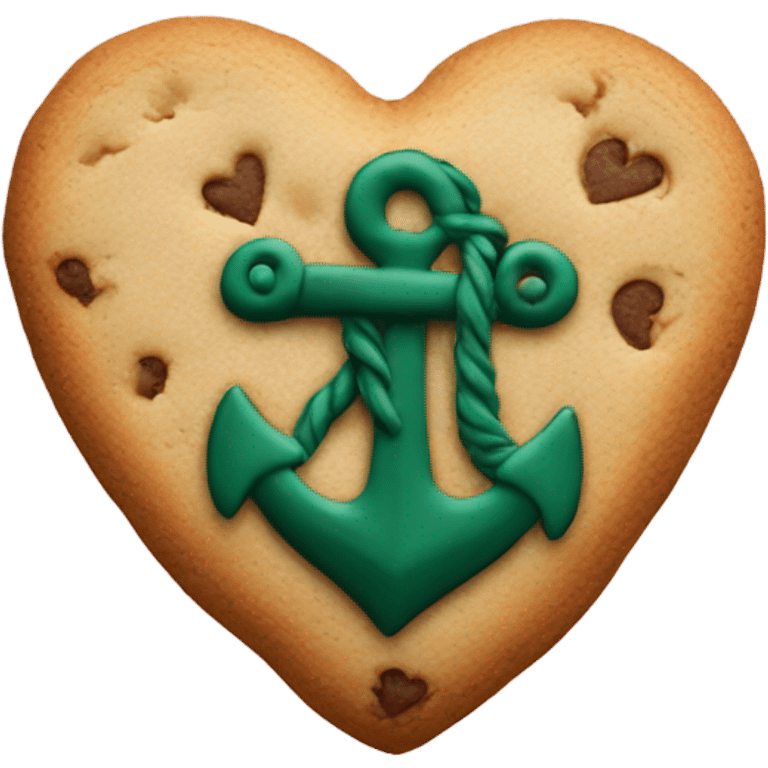 cookie heart with dark green anchor emoji