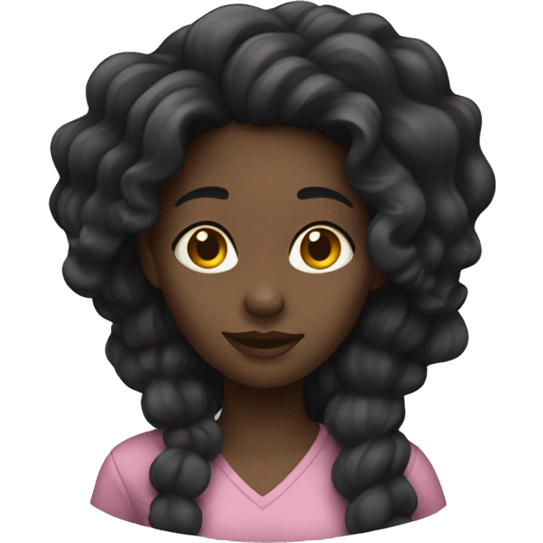 Black girl with hand out and long hair emoji