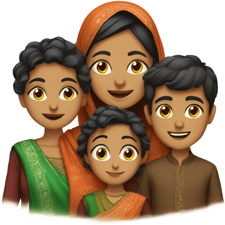 Indian mom, Iranian mom, and their 3 sons emoji