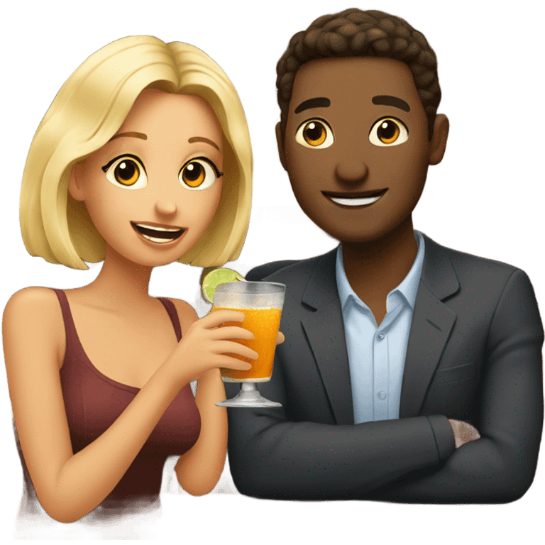 couple enjoying drinks at bar emoji