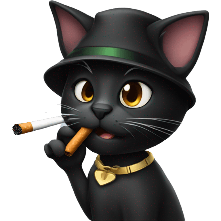 Black cat smoking  emoji