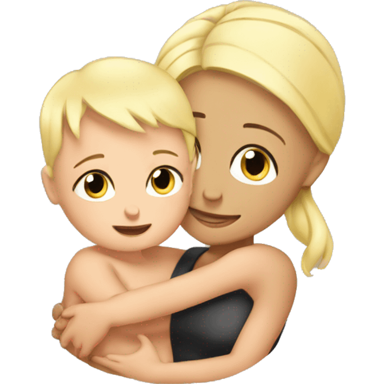 baby boy hug mommy blonde emoji