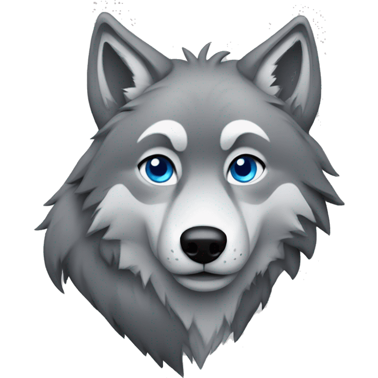 Grey wolf with black points, and blue eyes. full body emoji