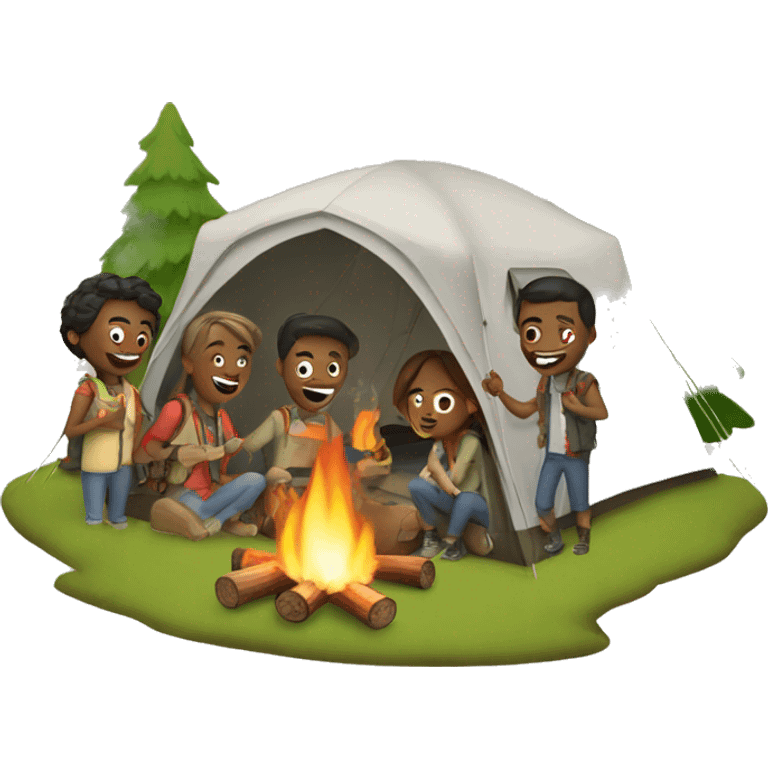 6 friends camping  emoji