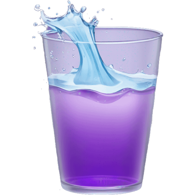 splashing glass of water in a clear purple cup emoji