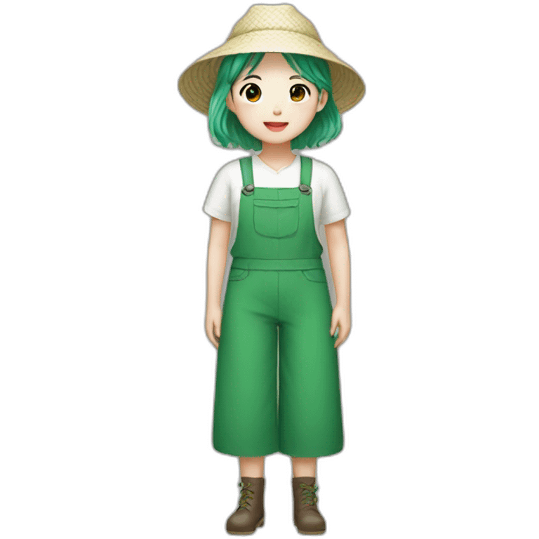 korean farmer girl green hair emoji