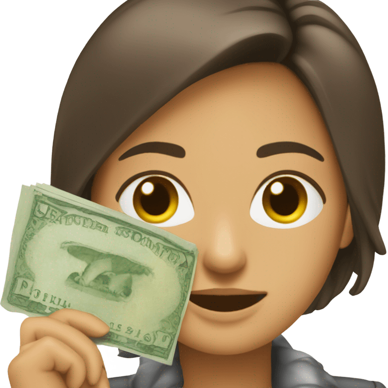 femme brune riche avec billets  emoji