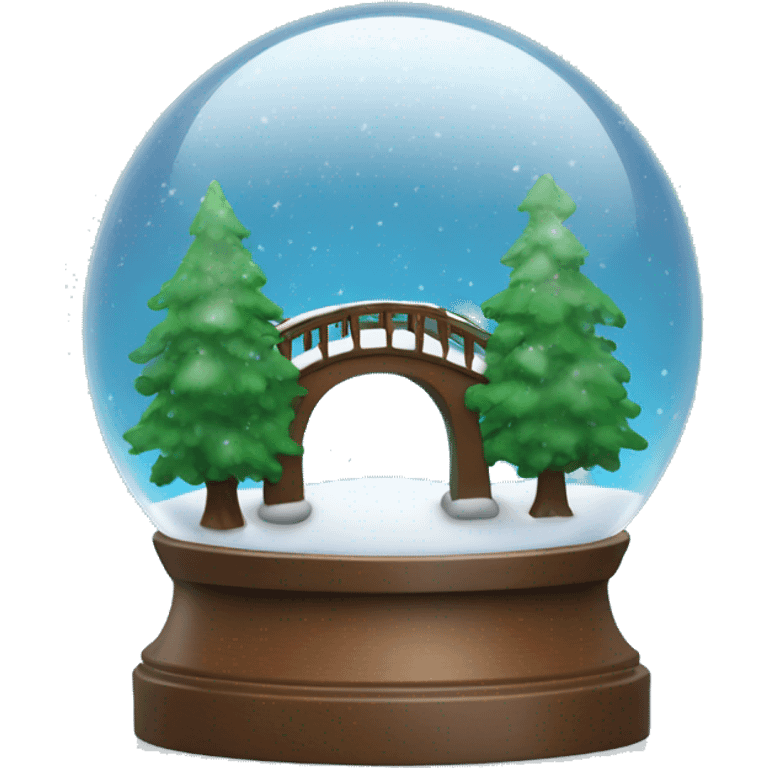 snow globe, bridge, trees, Chroma key background  emoji