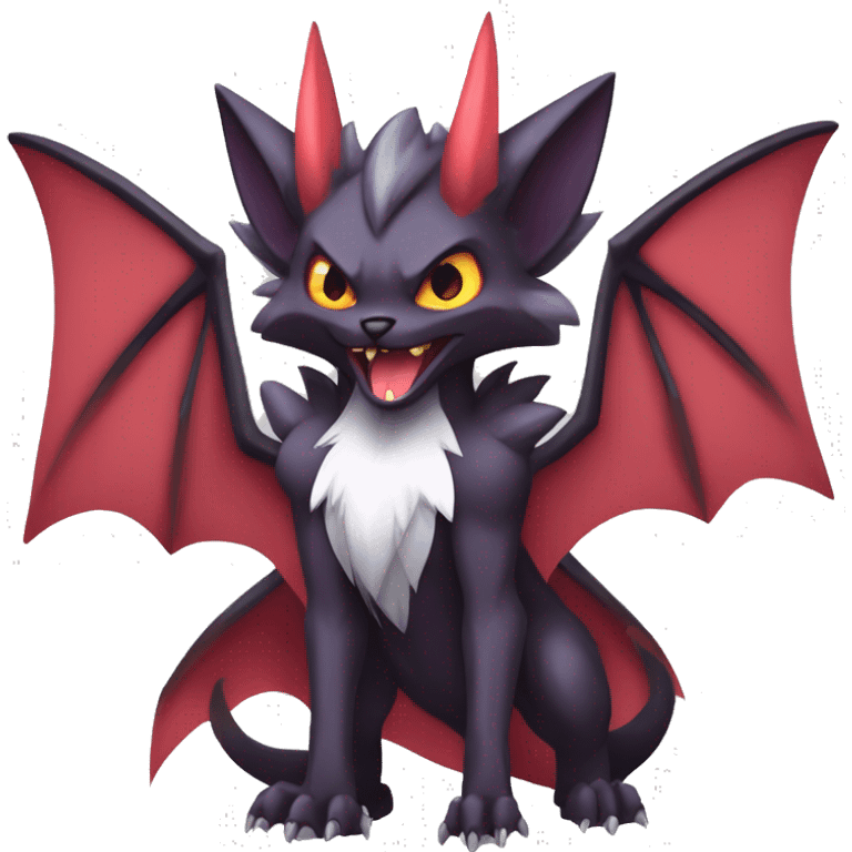  Anthro Kawaii Edgy Cool Vampiric Demonic Beautiful Noivern-Zoroark-Litten with big Bat Ears full body emoji