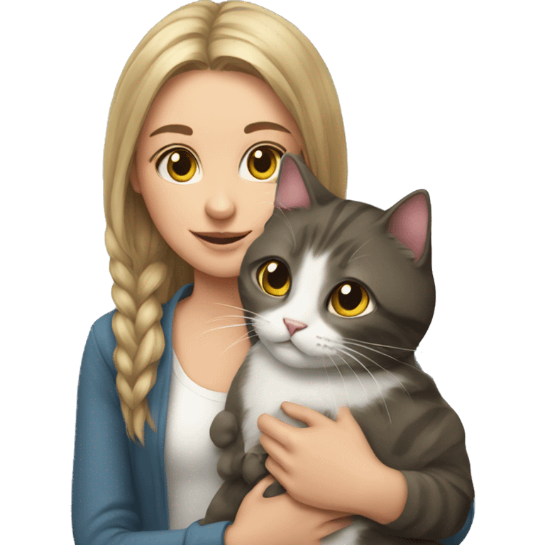 Cat with girl emoji