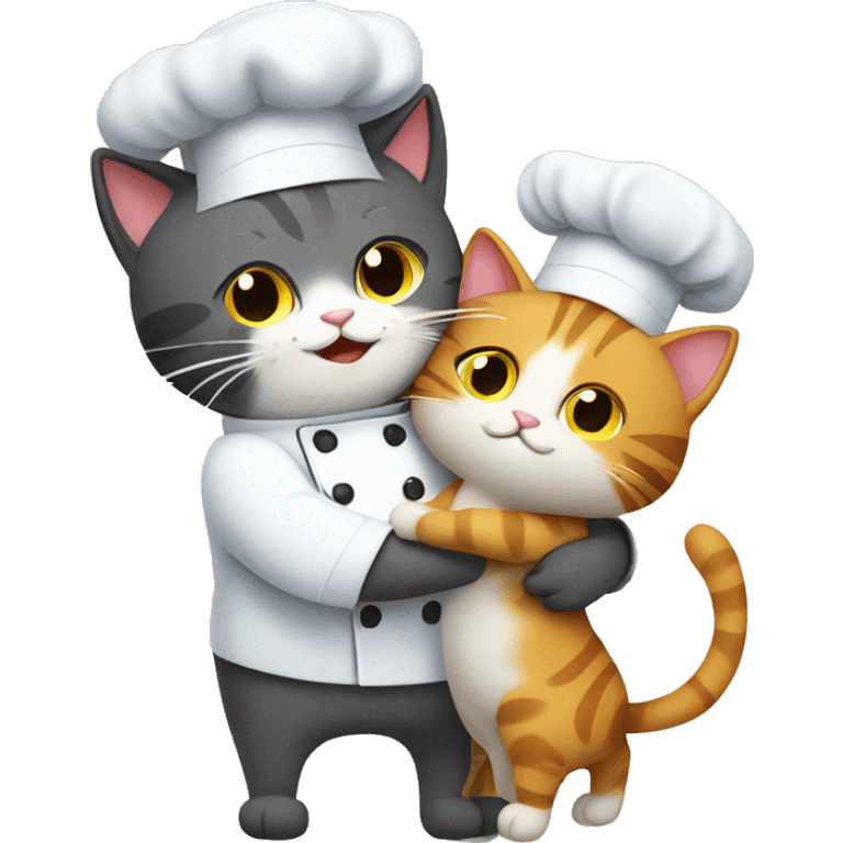 chef cat hugging another cat emoji