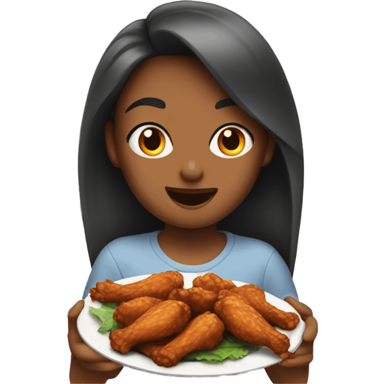 Girl eating wings emoji