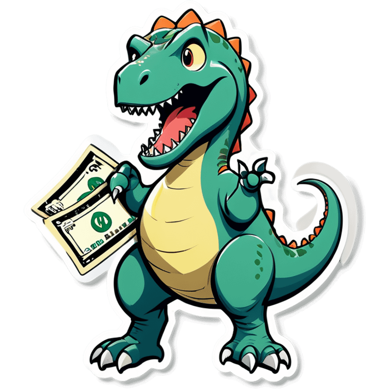 dinosaur with a billon dollars emoji