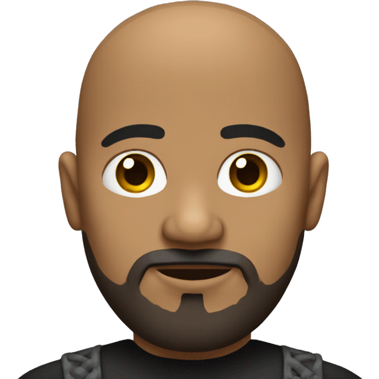 A bald dark skin Mexican with a dark goatee with white at the bottom of it  emoji