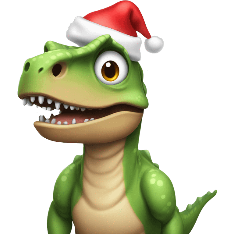 Dinosaurs wearing Santa hat emoji