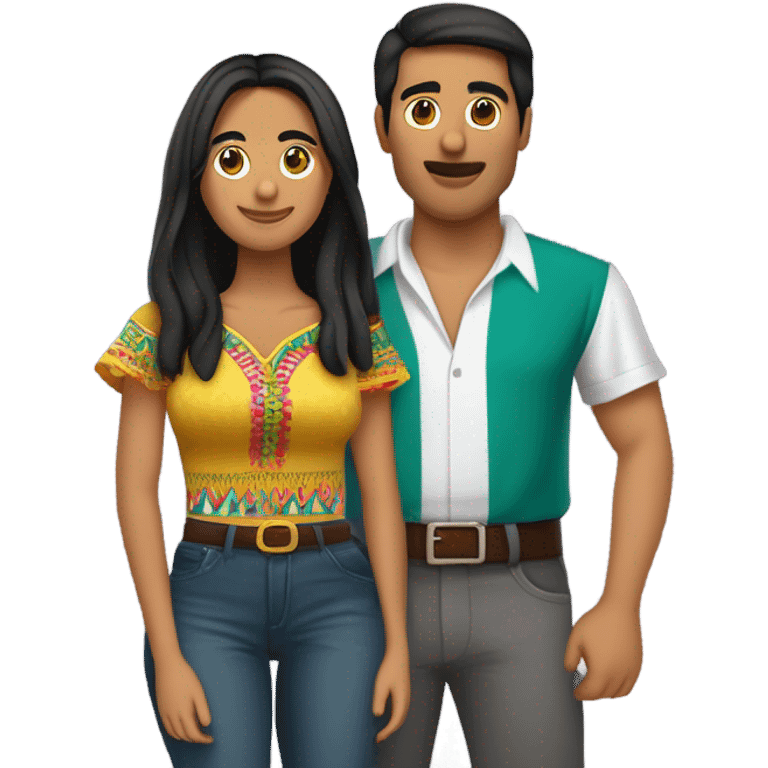 Crea una pareja donde el es mexicano y ella colombiana emoji