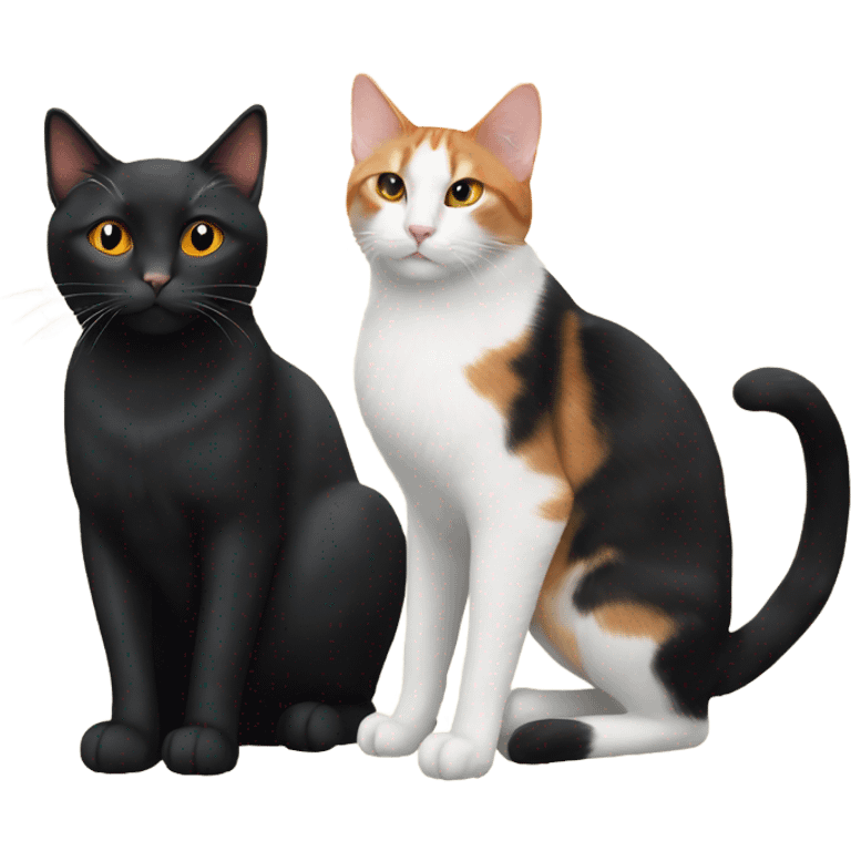 Two all black cats and one orange and white cat  emoji