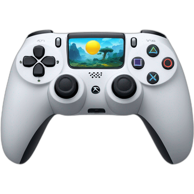 playstation 5 controller with sun strip and color tree and Smurf and kok  emoji