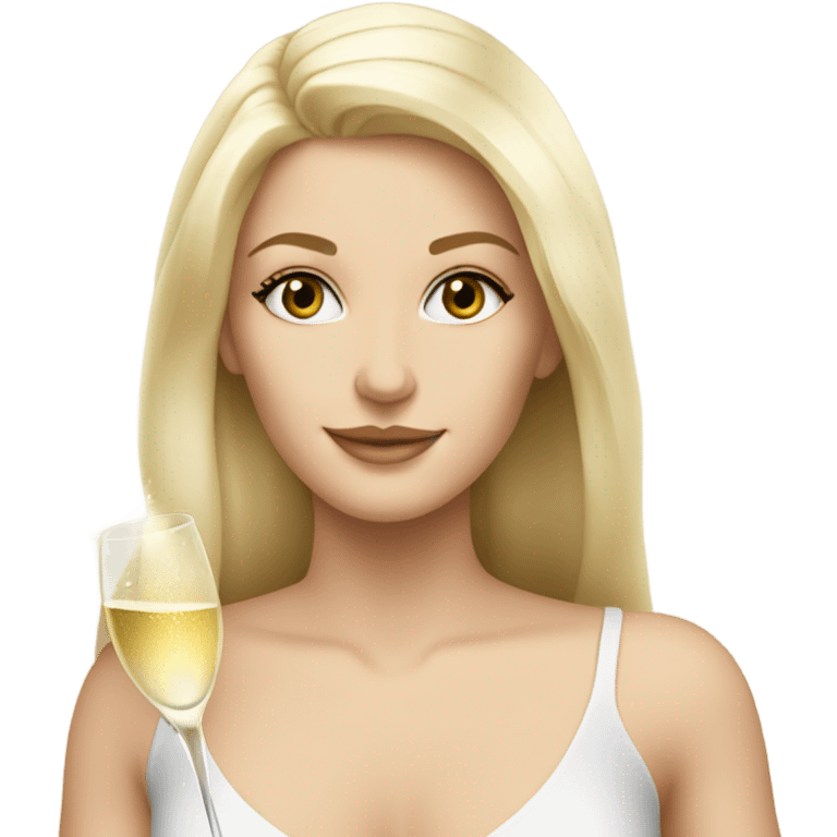 Pretty white blonde woman with champagne emoji