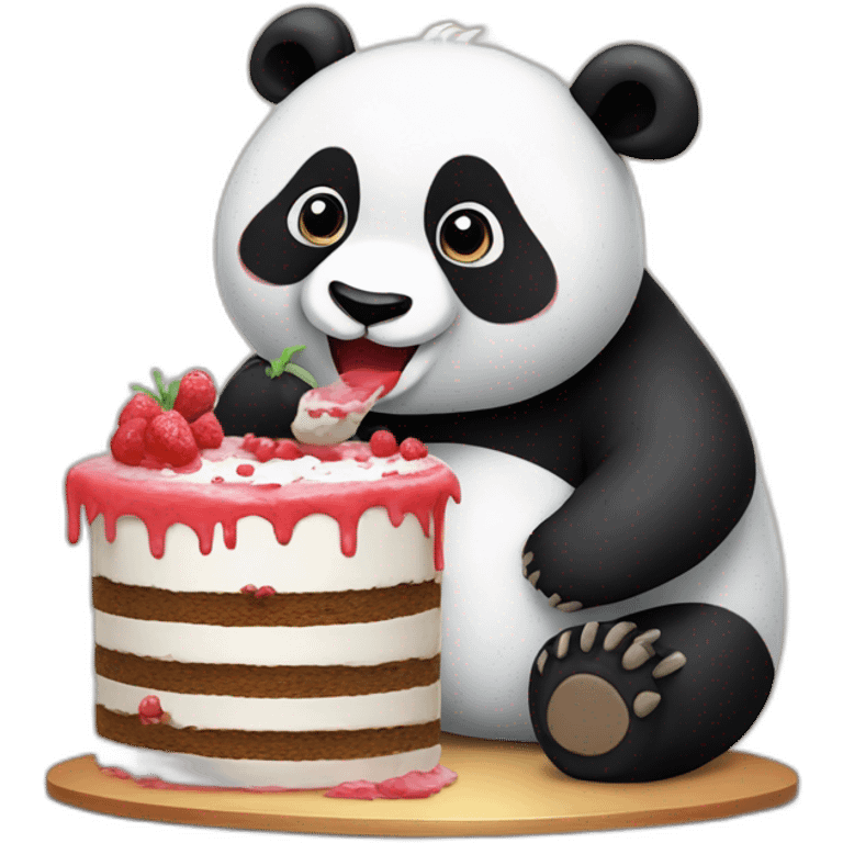 Un panda qui mange un gateau emoji