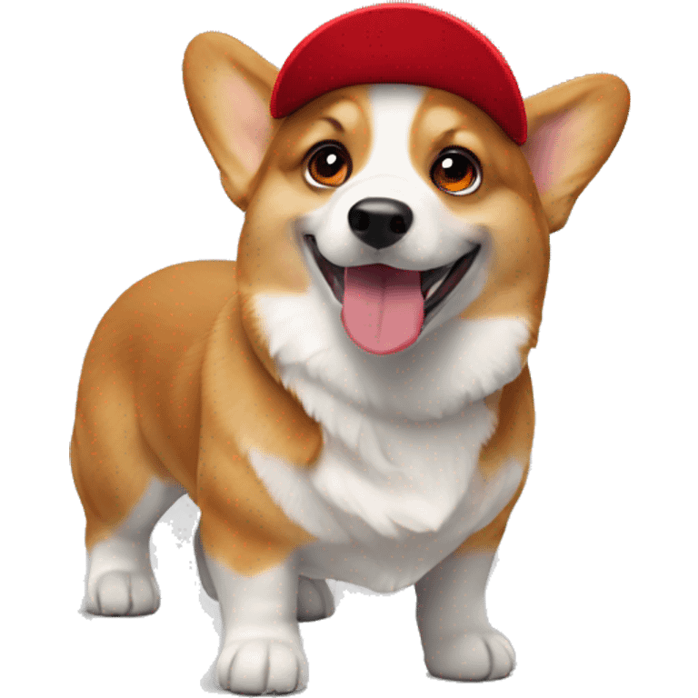 a corgi dog using red cap emoji