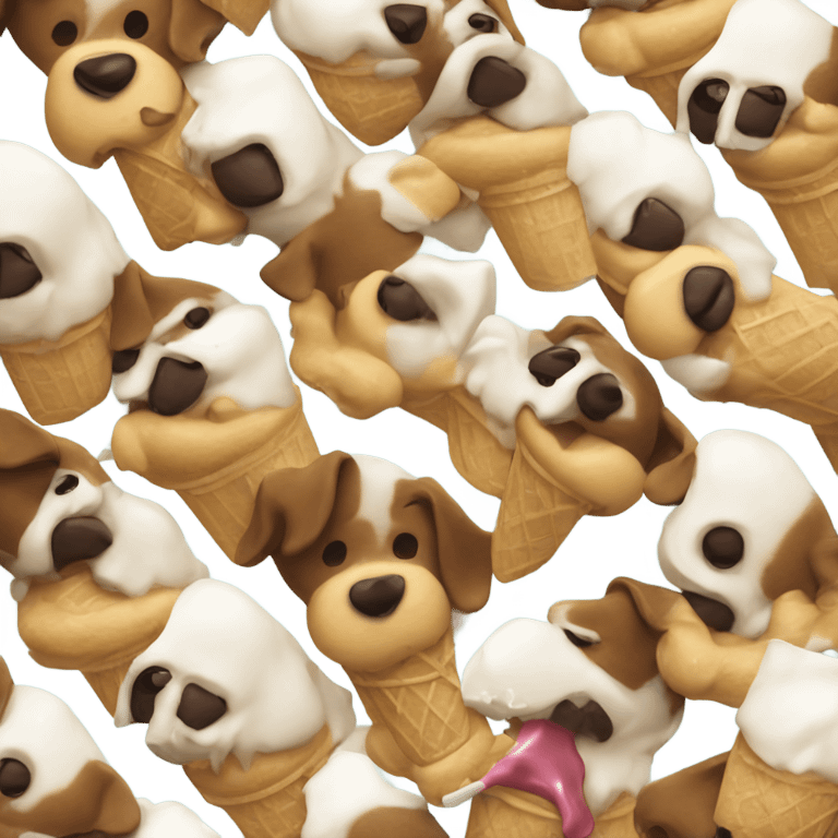 Dog  eating ice cream emoji