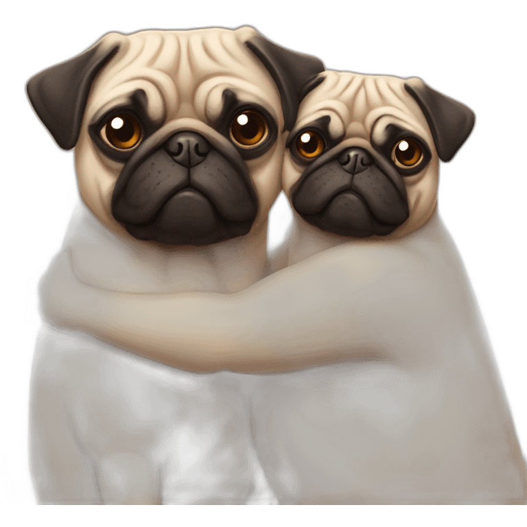 Abrazo  familiar de pugs emoji