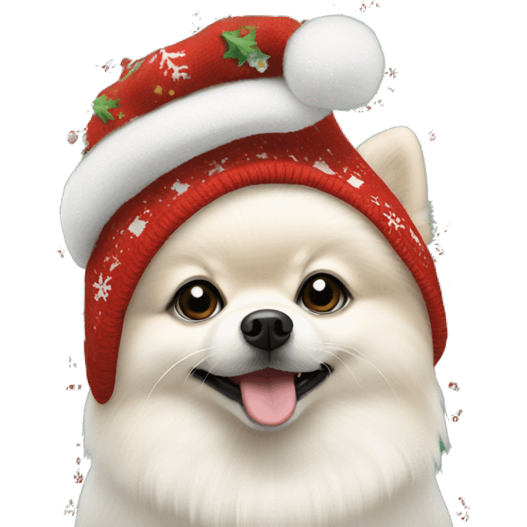 White pomeranian in a christmas sweater emoji