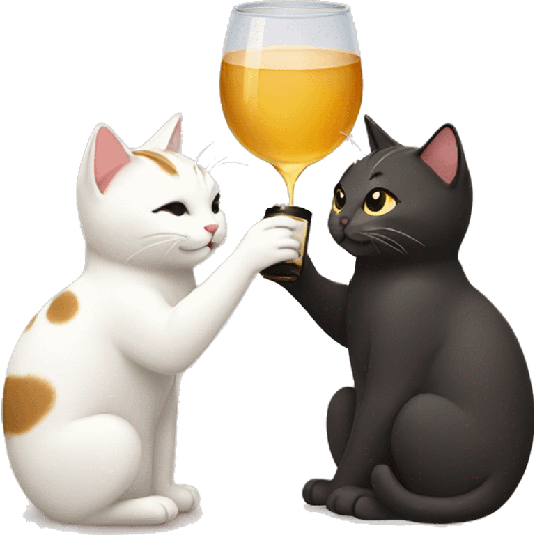 two cats drinking sake emoji