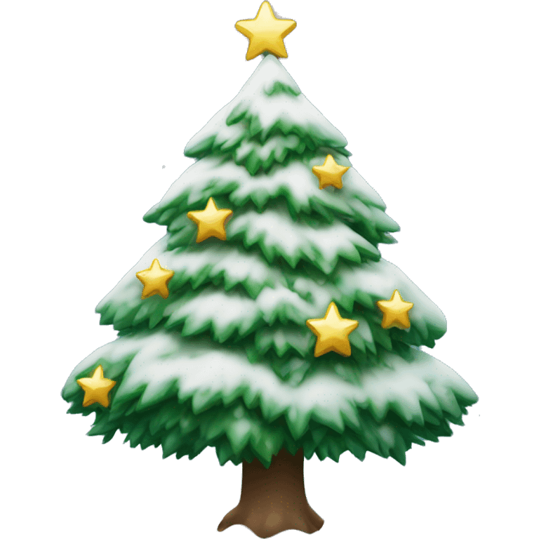 Christmas tree with snow and stars emoji