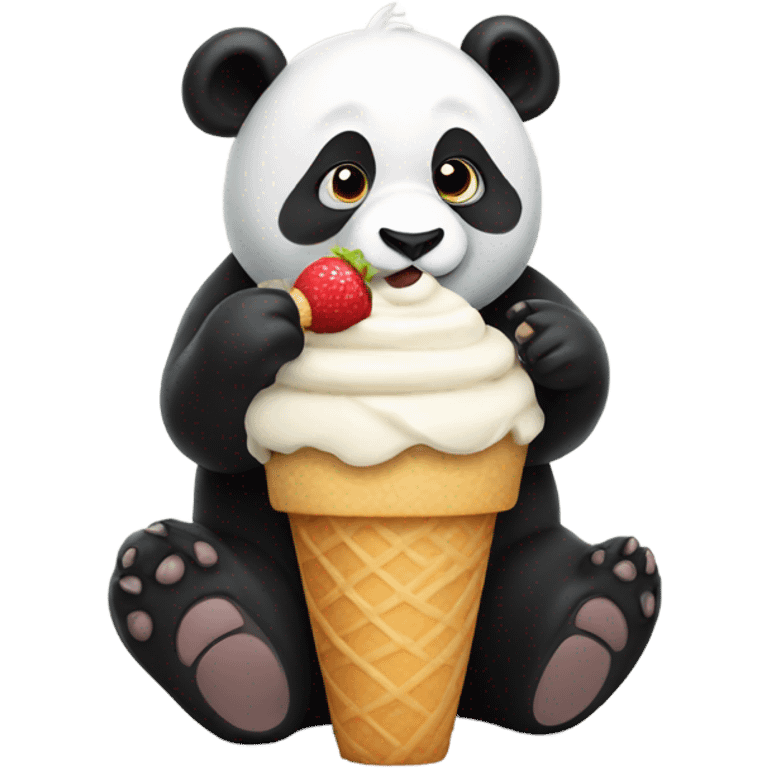 Panda eating ice cream emoji