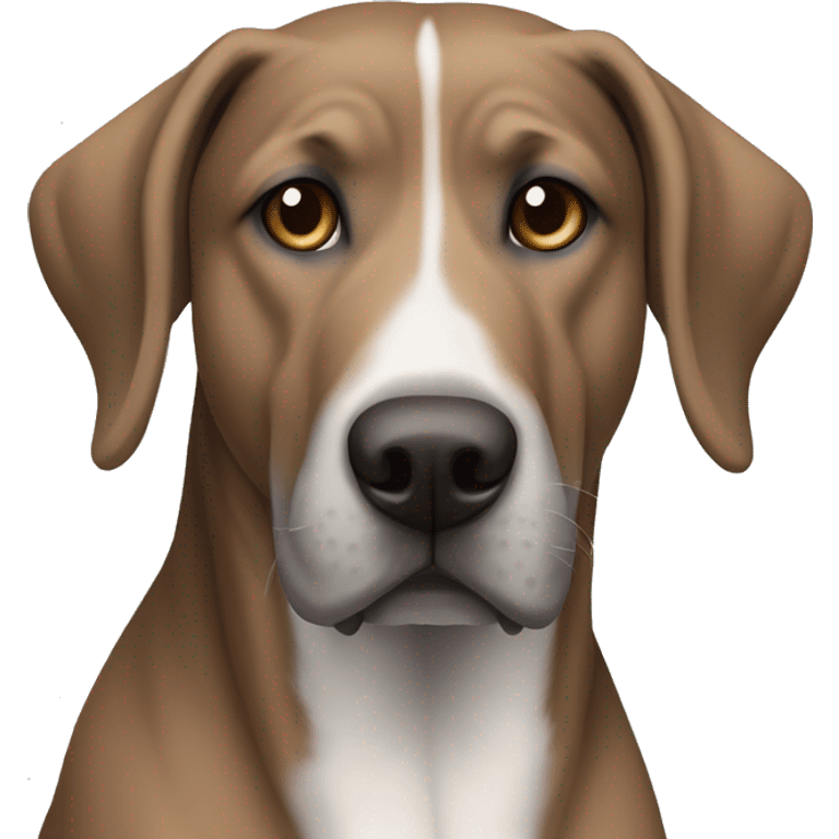 Brown and white grey hound mastiff mix with small ears emoji