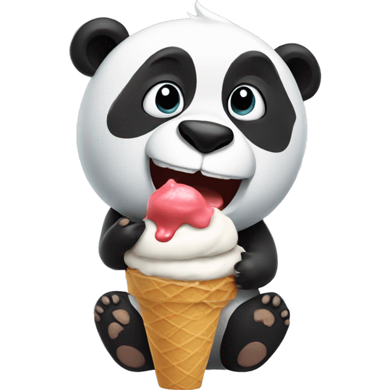 Panda eating ice cream emoji