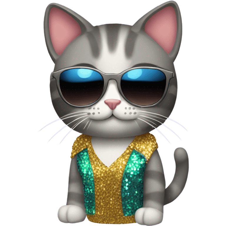 Cat with sunglasses and a disco outfit  emoji