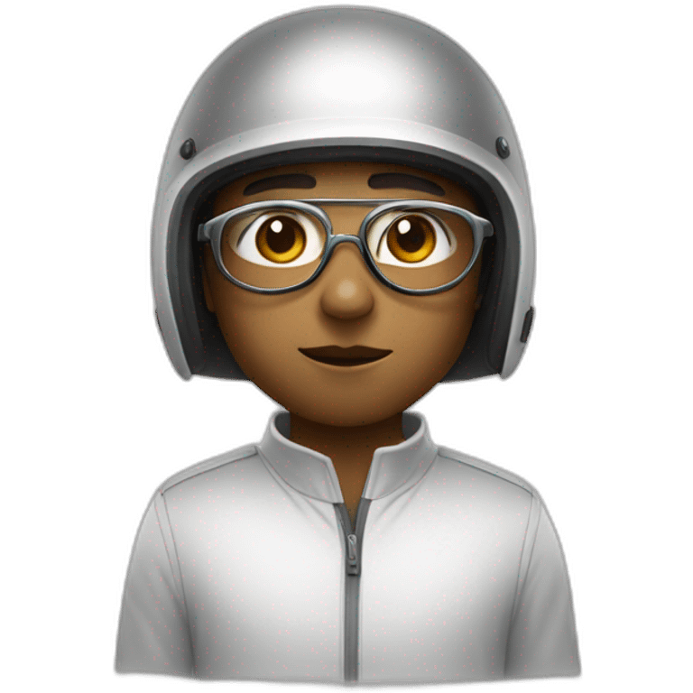 boy with small eye and thick lip wearing thin metal glasses and withe helmet emoji