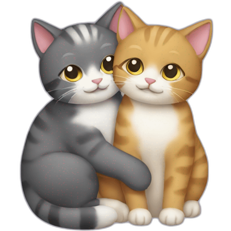 two cats hugging eachother emoji