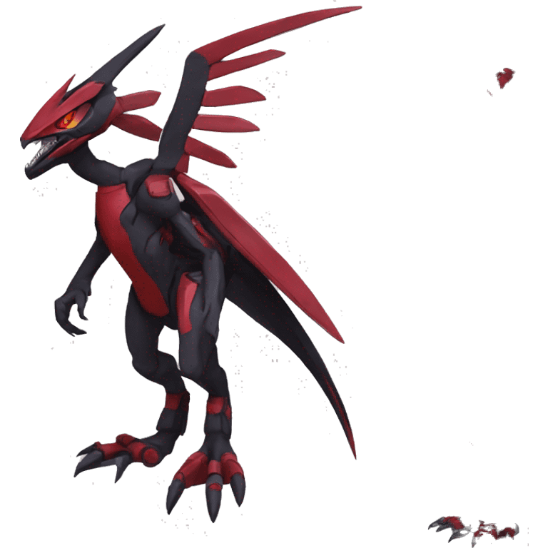  Cool Edgy Futuristic Black Red Digimon-Fakemon-Raptor-Genesect-Reptile full body emoji