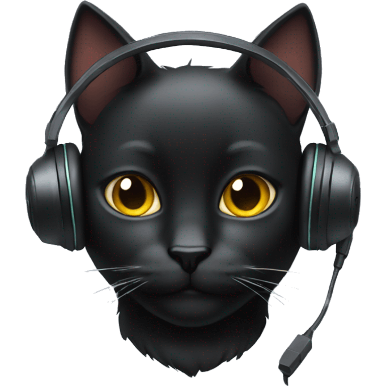 black cat with a gaming headset  emoji