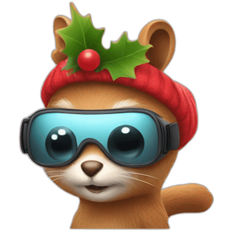 sitting christmas squirel wearing vr glasses emoji