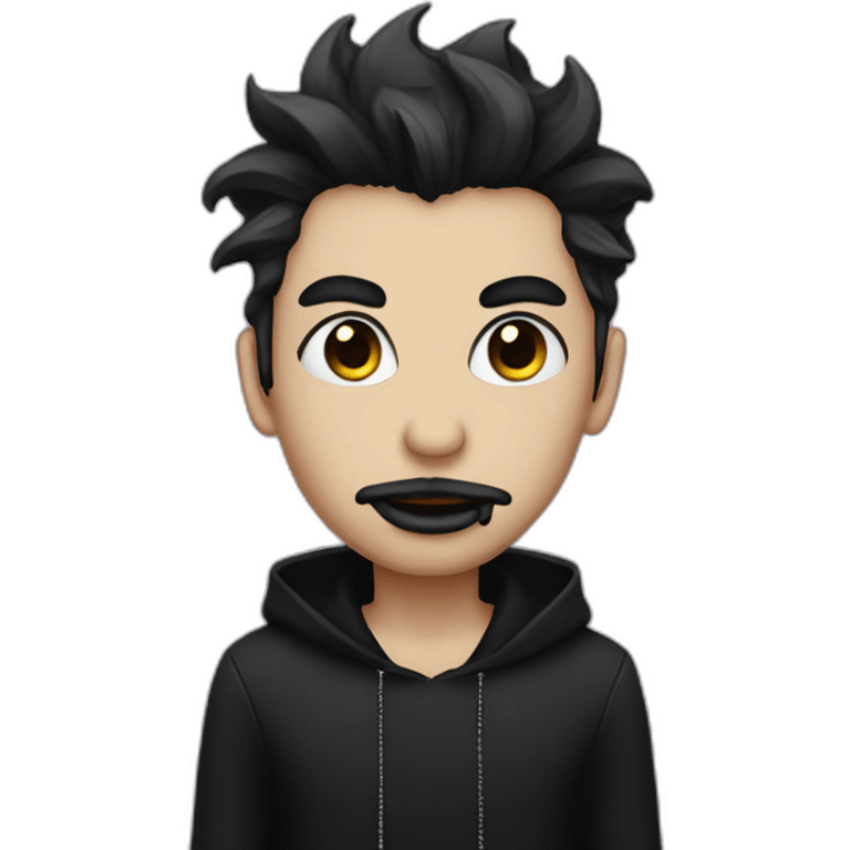 male goth emoji with lip and eyebrow piercings emoji