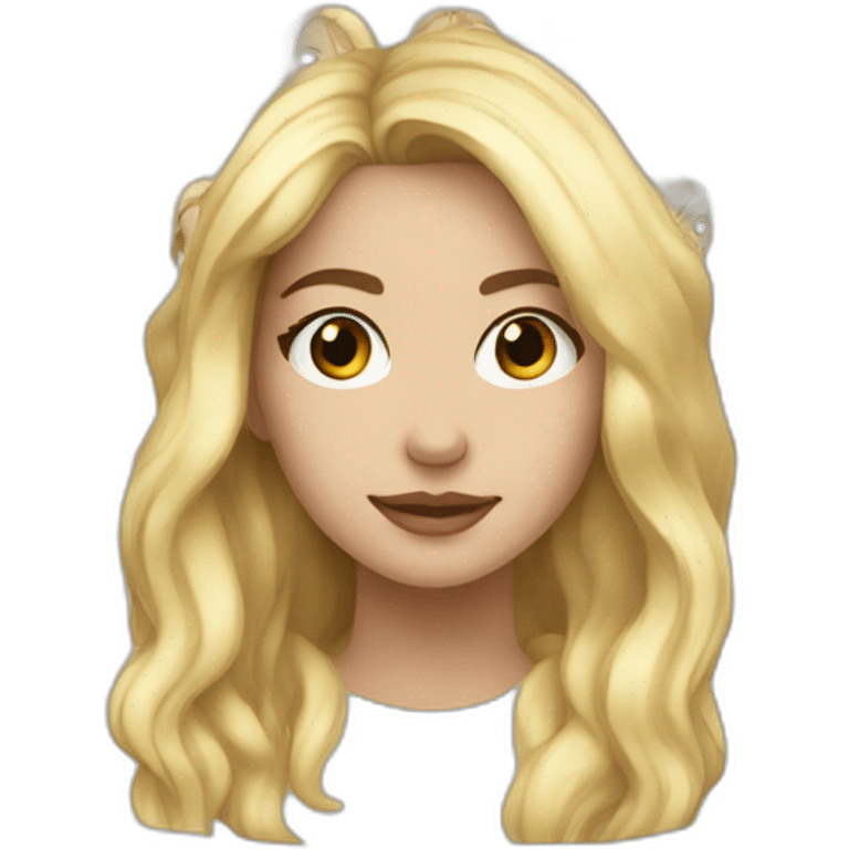 female white skin 28 year old with blonde and black hair that is long emoji