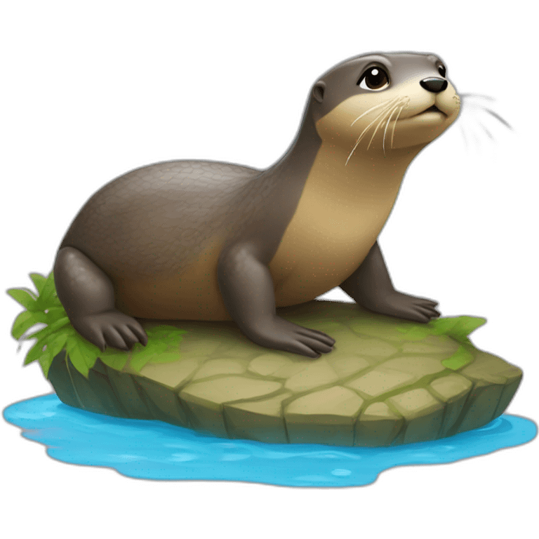 Une loutre sur une tortue emoji