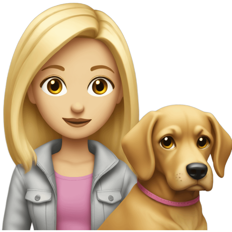 Blonder girl with q dog emoji